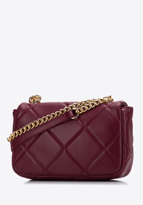 Women's quilted faux leather crossbody bag, burgundy, 97-4Y-229-P, Photo 2