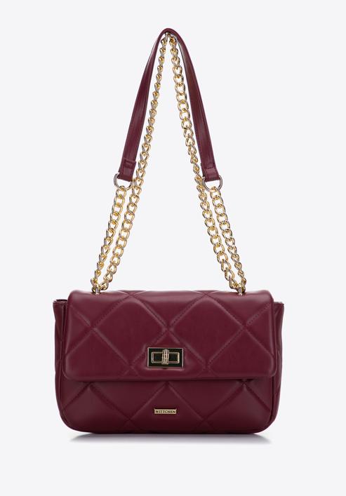 Women's quilted faux leather crossbody bag, burgundy, 97-4Y-229-P, Photo 3