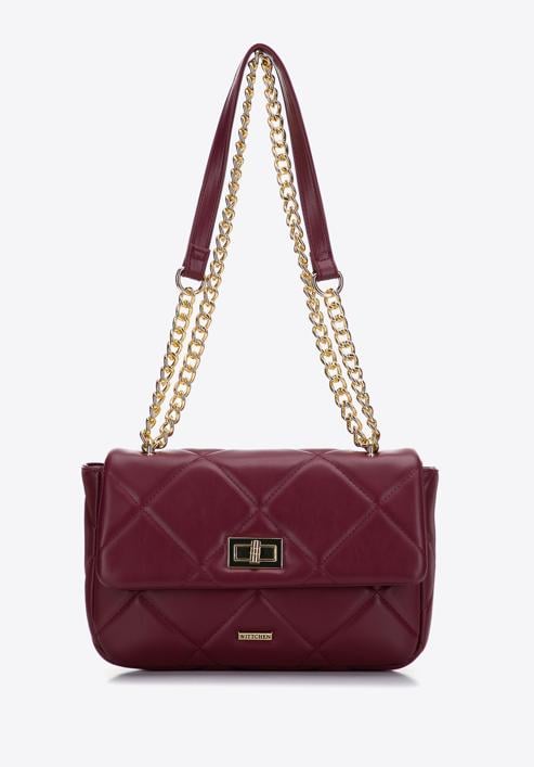 Women's quilted faux leather crossbody bag, burgundy, 97-4Y-229-3, Photo 3
