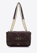 Women's quilted faux leather crossbody bag, dark brown, 97-4Y-229-P, Photo 3