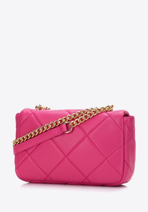 Women's quilted faux leather crossbody bag, pink, 97-4Y-229-4, Photo 3