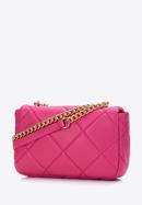 Women's quilted faux leather crossbody bag, pink, 97-4Y-229-4, Photo 3