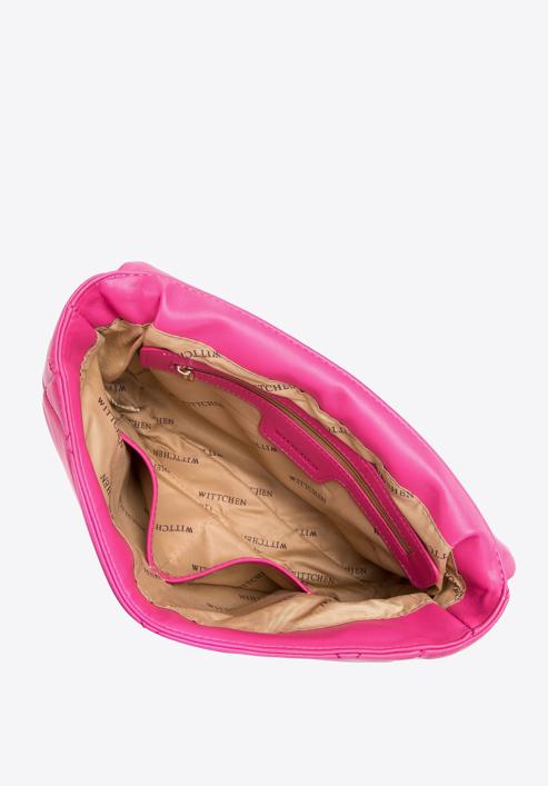 Damska torebka pikowana w kwadraty na łańcuszku, różowy, 97-4Y-229-3, Zdjęcie 4