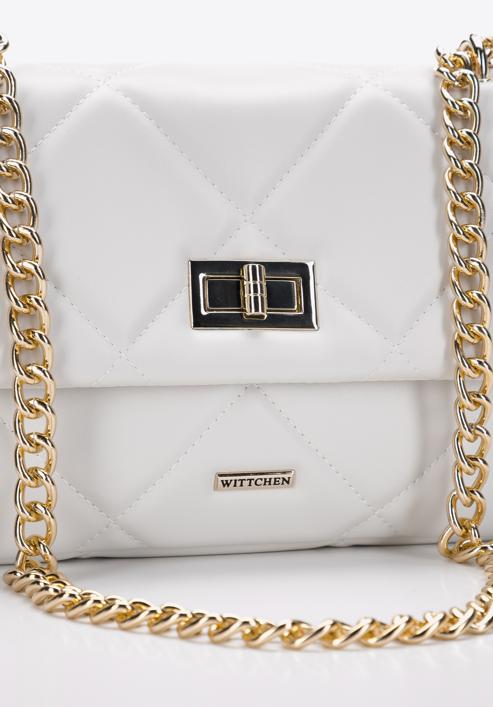 Women's quilted faux leather crossbody bag, off white, 97-4Y-229-1G, Photo 5