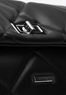 Damska torebka pikowana w kwadraty na łańcuszku, czarno-grafitowy, 97-4Y-229-9, Zdjęcie 5