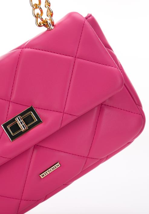 Women's quilted faux leather crossbody bag, pink, 97-4Y-229-4, Photo 5
