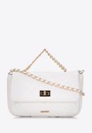 Women's quilted faux leather flap bag, off white, 97-4Y-228-S, Photo 1