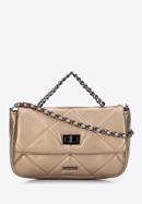 Women's quilted faux leather flap bag, gold, 97-4Y-228-S, Photo 1