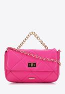 Women's quilted faux leather flap bag, pink, 97-4Y-228-3, Photo 1