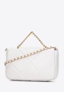 Women's quilted faux leather flap bag, off white, 97-4Y-228-4, Photo 2