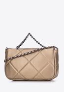 Women's quilted faux leather flap bag, gold, 97-4Y-228-S, Photo 2