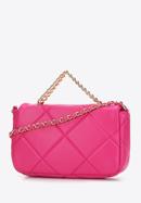 Women's quilted faux leather flap bag, pink, 97-4Y-228-3, Photo 2