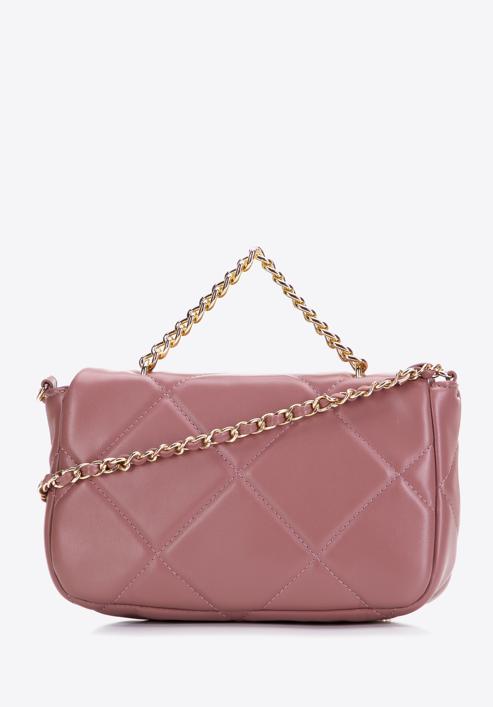 Women's quilted faux leather flap bag, muted pink, 97-4Y-228-1S, Photo 2