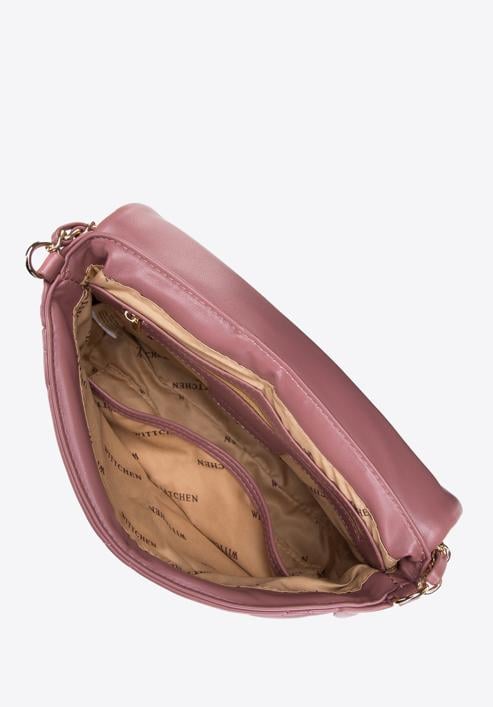 Women's quilted faux leather flap bag, muted pink, 97-4Y-228-4, Photo 3