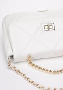 Women's quilted faux leather flap bag, off white, 97-4Y-228-S, Photo 4