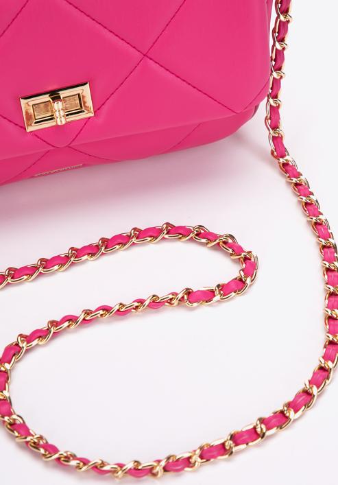 Women's quilted faux leather flap bag, pink, 97-4Y-228-3, Photo 4