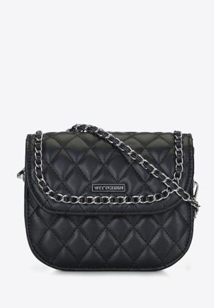 Quilted faux leather flap bag, black, 93-4Y-215-1, Photo 1