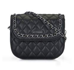 Quilted faux leather flap bag, black, 93-4Y-215-1, Photo 1