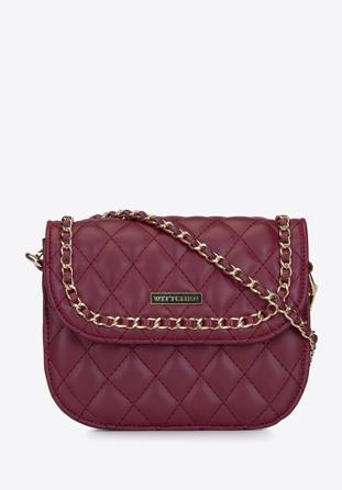 Quilted faux leather flap bag, burgundy, 93-4Y-215-2, Photo 1