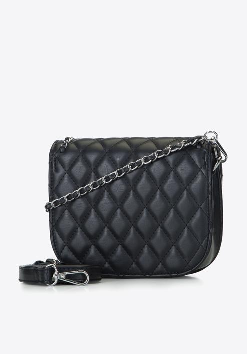 Quilted faux leather flap bag, black, 93-4Y-215-2, Photo 2