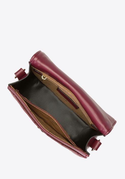 Damska torebka pikowana z łańcuszkiem na klapie, bordowy, 93-4Y-215-2, Zdjęcie 3