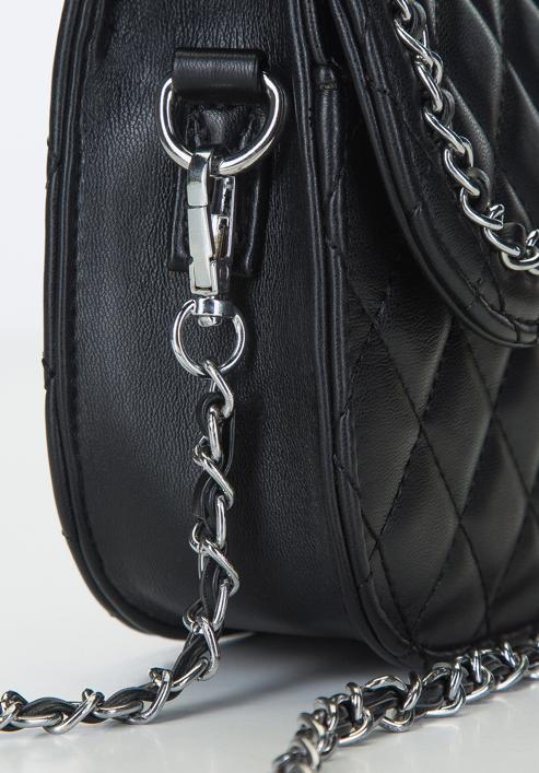 Women Black Rock Flap Single Shoulder Bag with Chain Strap Faux