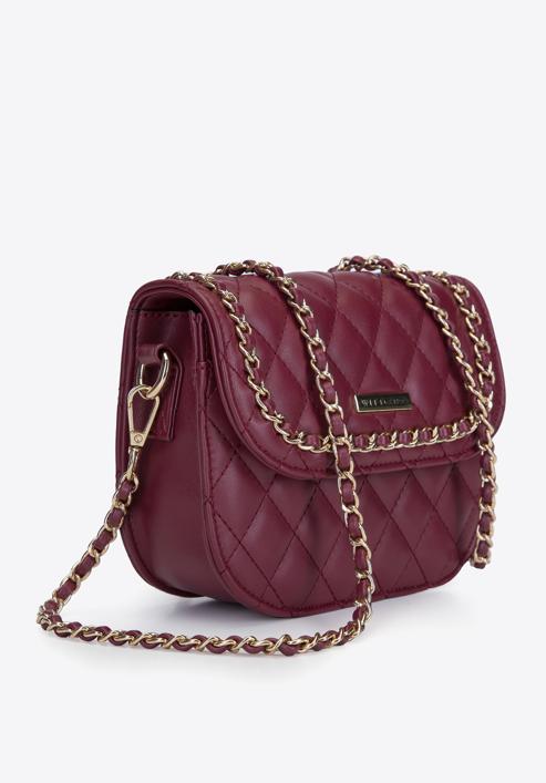 Quilted faux leather flap bag, burgundy, 93-4Y-215-2, Photo 4