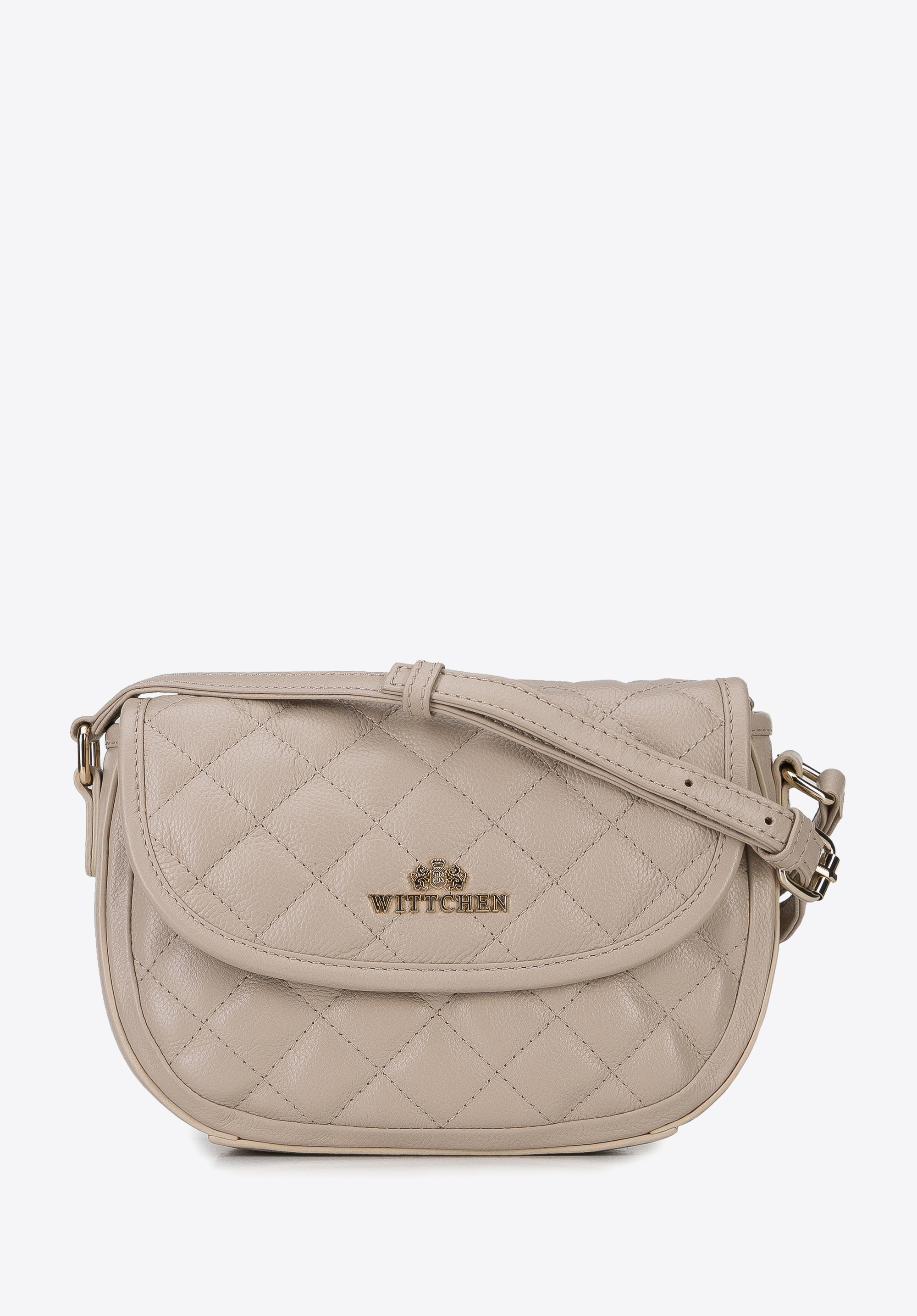 Damska torebka saddle bag skórzana pikowana, beżowy, 96-4E-009-9, Zdjęcie 1