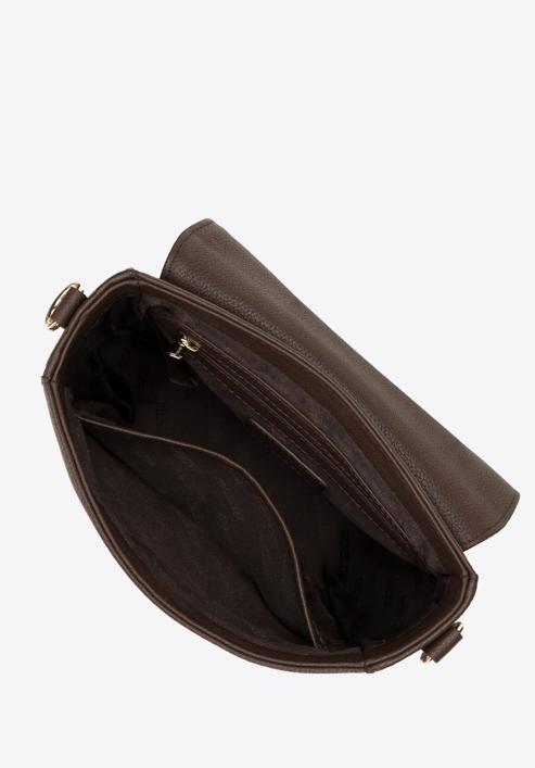 Damska torebka saddle bag skórzana prosta, ciemny brąz, 97-4E-010-9, Zdjęcie 3