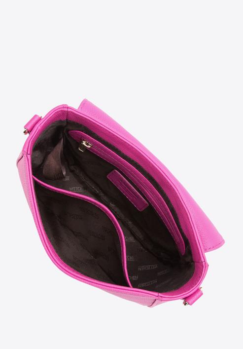 Damska torebka saddle bag skórzana prosta, różowy, 97-4E-010-9, Zdjęcie 3