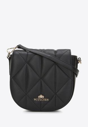 Women's quilted leather saddle bag, black, 97-4E-012-1, Photo 1