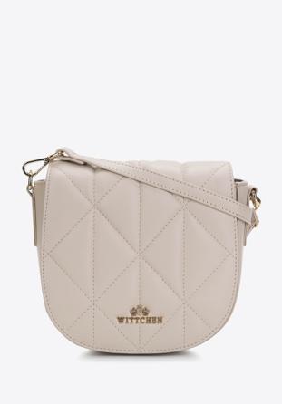 Women's quilted leather saddle bag, light beige, 97-4E-012-9, Photo 1