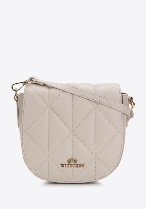 Women's quilted leather saddle bag, light beige, 97-4E-012-P, Photo 1