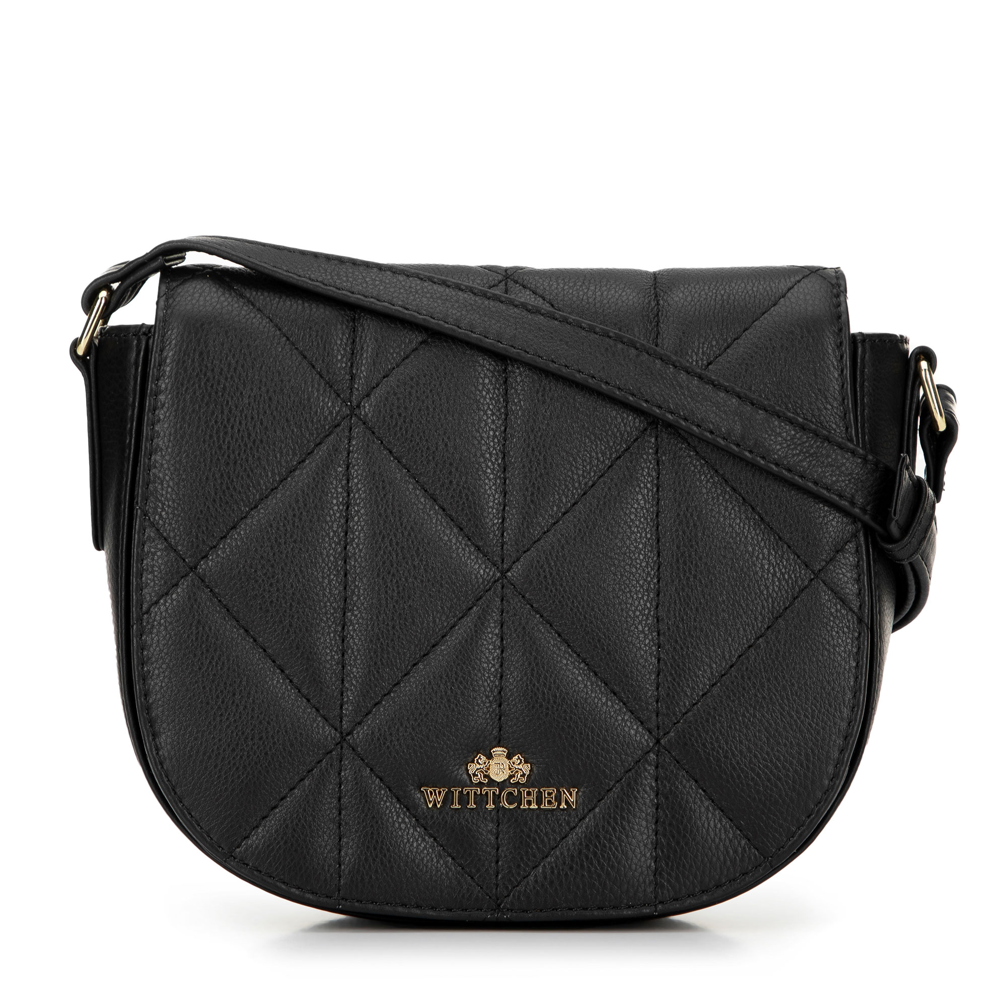 Dámska kabelka typu saddle bag z prešívanej kože čierna 99-4E-025-1