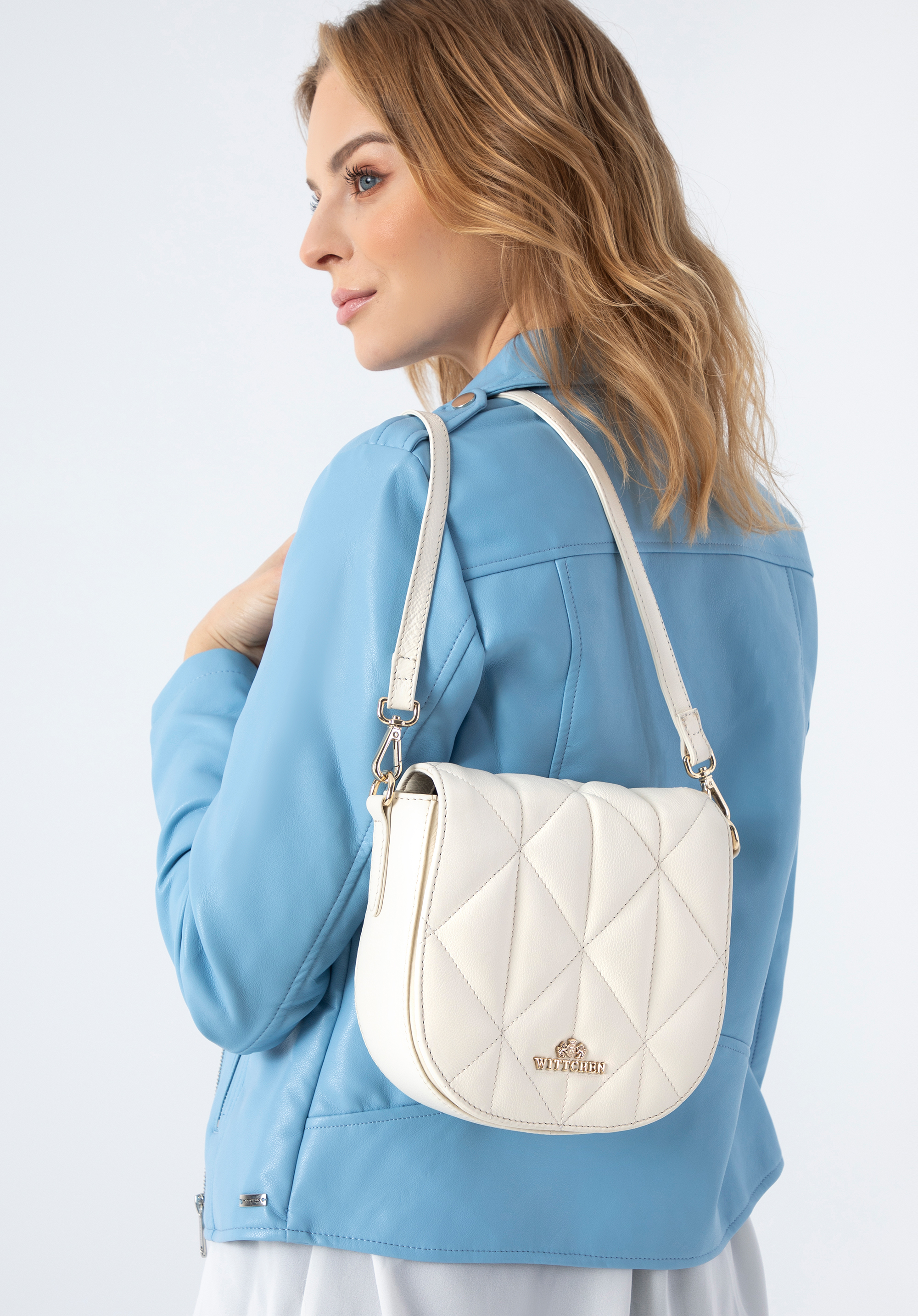 Damska torebka saddle bag z pikowanej skóry