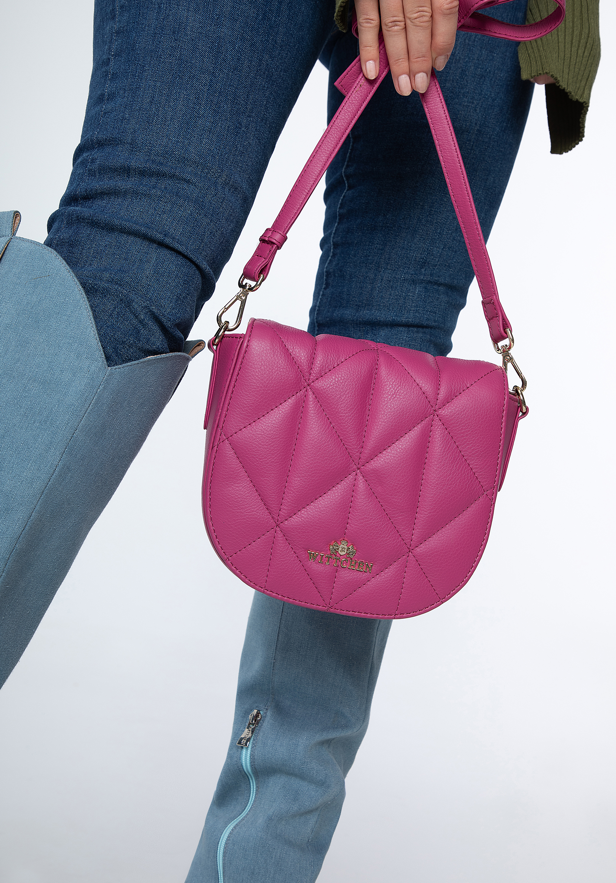Damska torebka saddle bag z pikowanej skóry