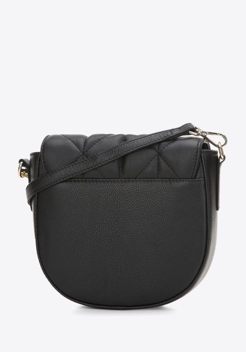 Damska torebka saddle bag z pikowanej skóry, czarny, 97-4E-012-P, Zdjęcie 2