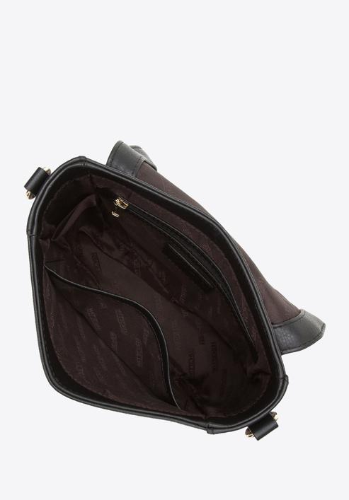 Damska torebka saddle bag z pikowanej skóry, czarny, 97-4E-012-P, Zdjęcie 3