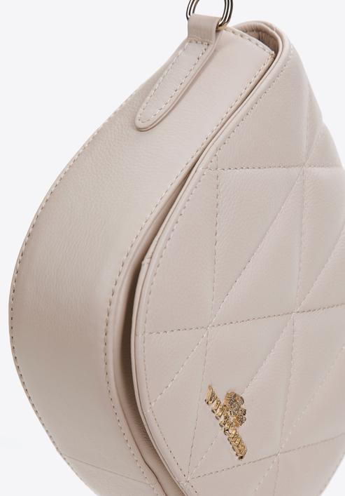 Women's quilted leather saddle bag, light beige, 97-4E-012-P, Photo 4