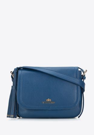 Damska torebka saddle bag ze skóry mała, ciemnoniebieski, 95-4E-023-N, Zdjęcie 1
