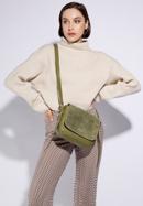 Women's leather saddle bag with tassel detail, green, 95-4E-023-3, Photo 15
