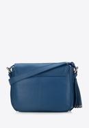 Women's leather saddle bag with tassel detail, dark blue, 95-4E-023-3, Photo 2