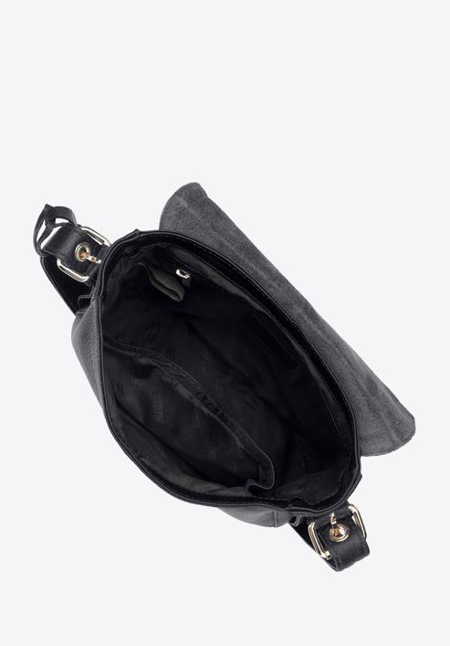 Damska torebka saddle bag ze skóry mała, czarno-złoty, 95-4E-023-3, Zdjęcie 3