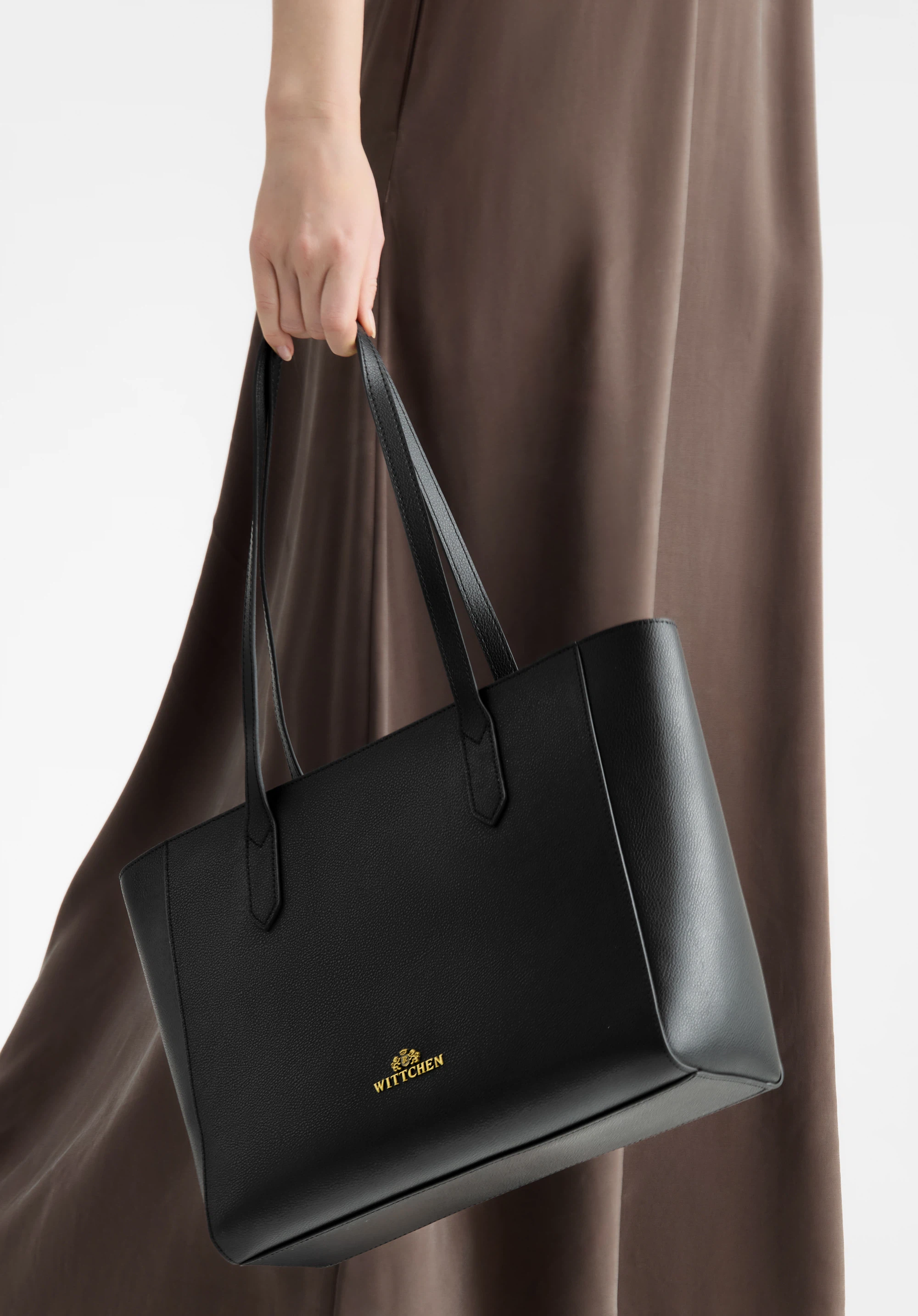 Damska torebka shopper ze skóry, czarny, 100-4E-602-1, Zdjęcie 1