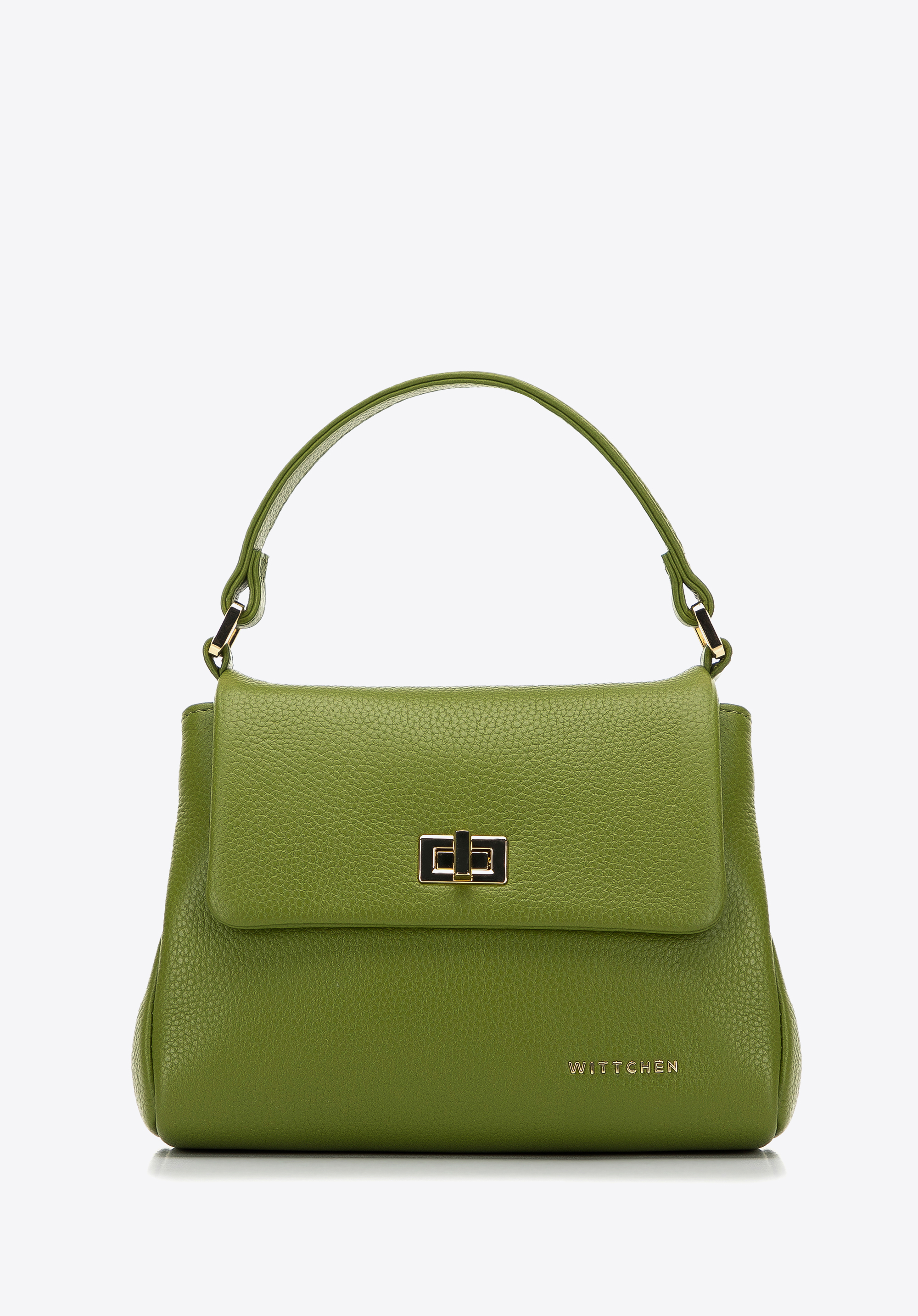 Damska torebka skórzana dwukomorowa mała, zielony, 98-4E-621-Z, Zdjęcie 1