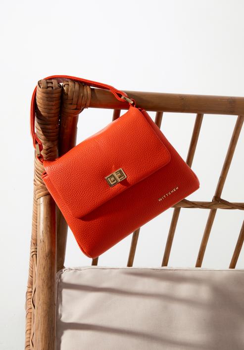Small leather tote bag, orange, 98-4E-621-1, Photo 15