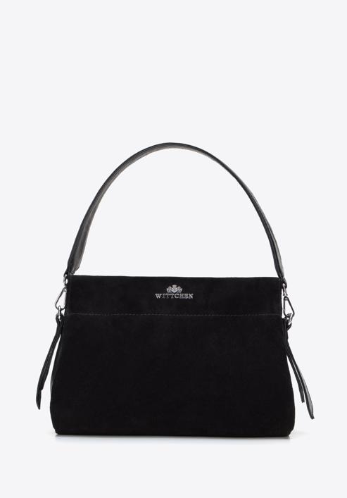 Women's soft leather handbag, black-silver, 95-4E-022-4, Photo 1