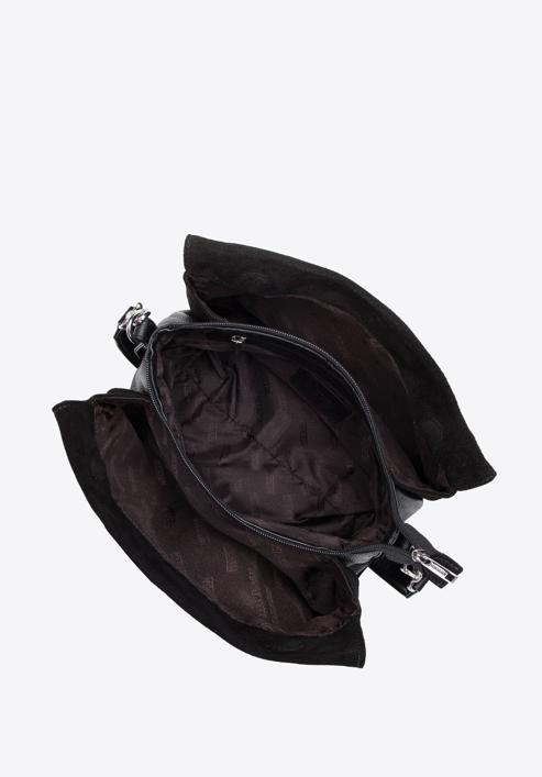 Damska torebka skórzana miękka, czarno-srebrny, 95-4E-022-4, Zdjęcie 3