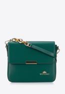 Leather flap bag with decorative chain shoulder strap, green, 95-4E-617-9, Photo 1