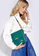 Leather flap bag with decorative chain shoulder strap, green, 95-4E-617-9, Photo 15